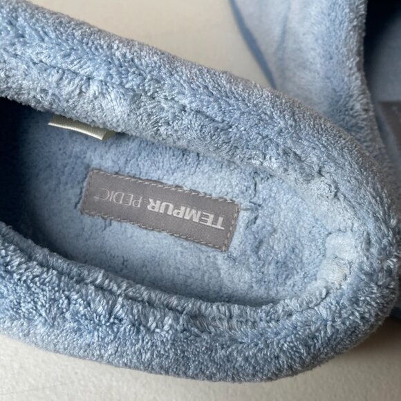 Tempur-Pedic Windsock Slippers Light Blue Terrycloth Size 7 - Picture 10 of 14